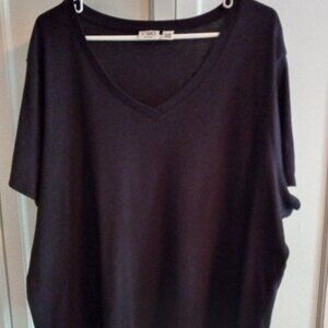 Women's Black V-Neck Tee 26W 28W Short Sleeve T-Shirt 3X